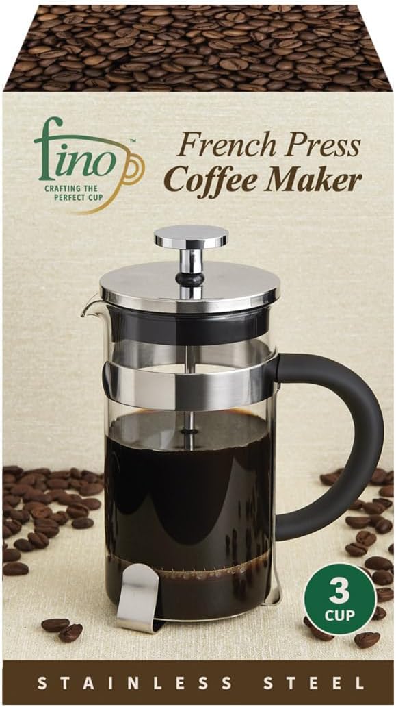 Fino French Press Coffee Maker, Brews Up to 3 Servings, 12-Ounce
