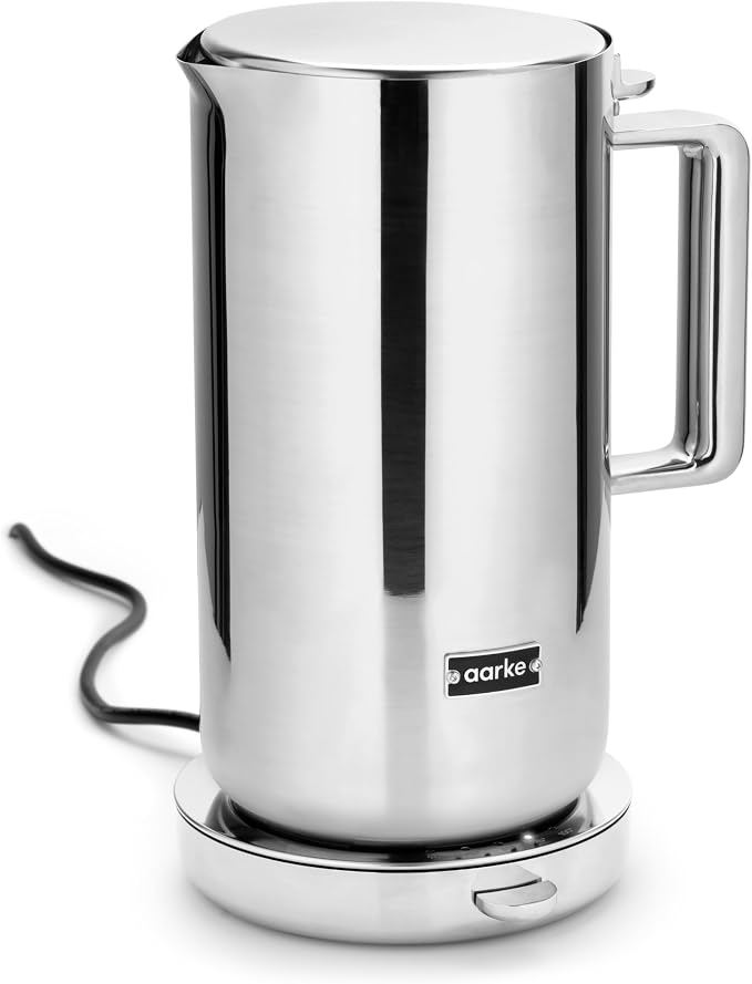 Aarke Kettle - Electric Stainless Steel Tea Kettle 1.2L (40oz), Steel | Temperature Control, Non-Drip Spout, Double-Wall Construction, Dry Boil Protection, Heat-Safe Handle, LED Cool-Down Indicator