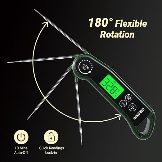 INKBIRD 0.5S Waterproof Instant Read Meat Food Thermometer for Cooking | 0.5s Instant Roasting Thermometer, Kitchen Thermometer, LCD Screen, BBQ Thermometer for Grilling, Roasting, Baby Diet