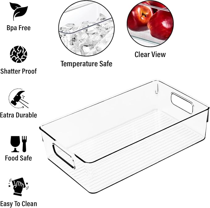 ShelfShaper Large Clear Plastic Storage Bins, Pantry Organizers and Storage Containers Fridge Organizer Bins for Organizing Home Kitchen Under Sink Bathroom Refrigerator Freezer Laundry Room