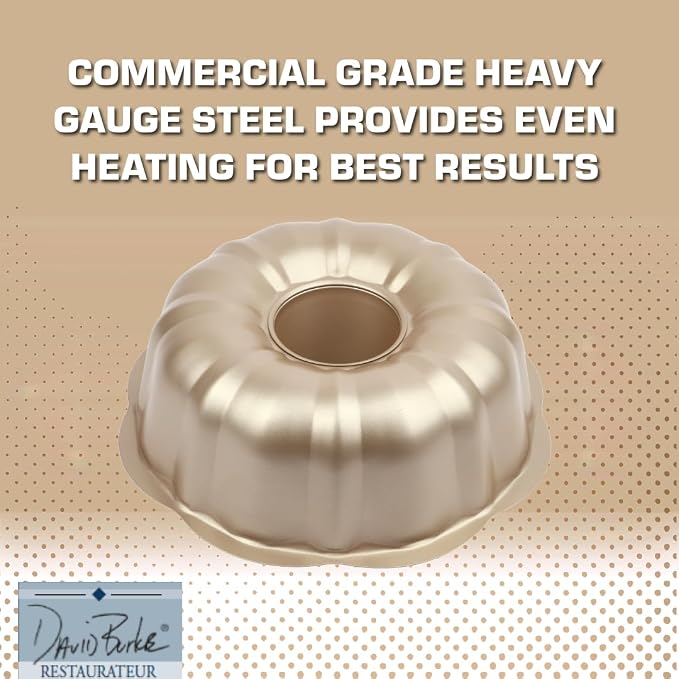 David Burke 9" Fluted Bake Pan – Carbon Steel Bundt Cake Pan – Bronze