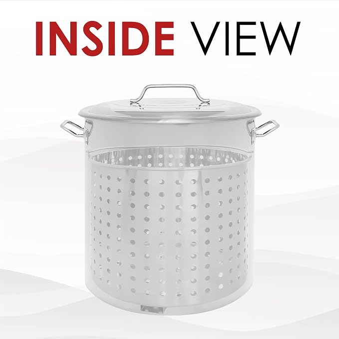 CONCORD Stainless Steel Stock Pot w/Steamer Basket. Cookware great for boiling and steaming (100 Quart)