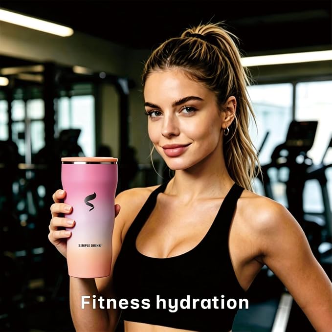 30 oz Insulated Tumbler with Straw and Lid, Blush Pink Ombre | 18/8 stainless steel, double-wall vacuum insulation, BPA-free materials, reusable straw, for everyday hot and cold drinks.