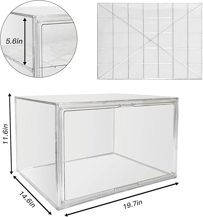 BOHOIDEE Extra Large 19.7"X14.6"X11.6" Clear Bread Box for Kitchen Counter, Acrylic Pastry Display Case Stackable Storage Container Plastic Bakery Display Case with Magnetic Door