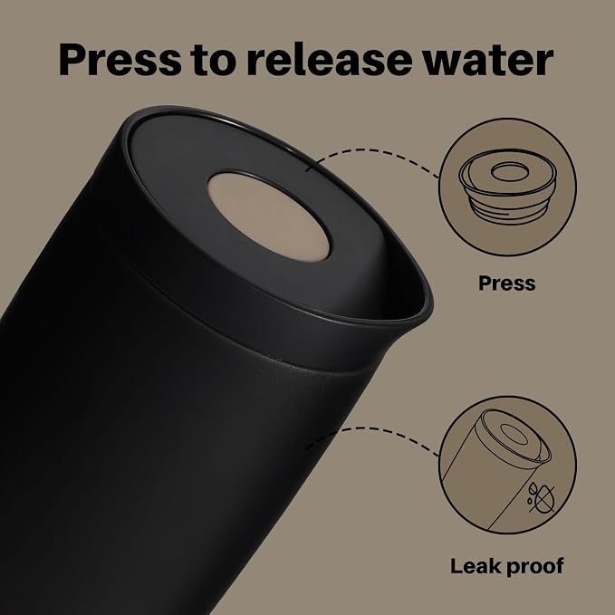 BOTTLE BOTTLE Insulated Coffee Tumbler with Push Button Lid 16oz(Black) | Leakproof,Stainless Steel Travel Mug,Keeps Drinks Hot & Cold for 6 Hours,for Office & On the Go