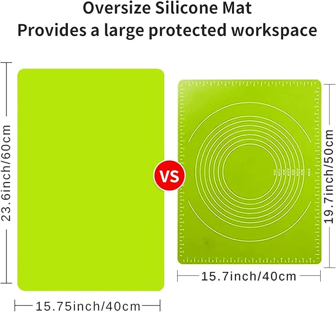Extra Large Silicone Table Mat, Silicone Mat for Crafts Kids Dinner Placemat Desk Countertop Waterproof Protector Heat Insulation Kitchen Pastry Rolling Dough Pad Tool, Green (23.6x15.7 inches)