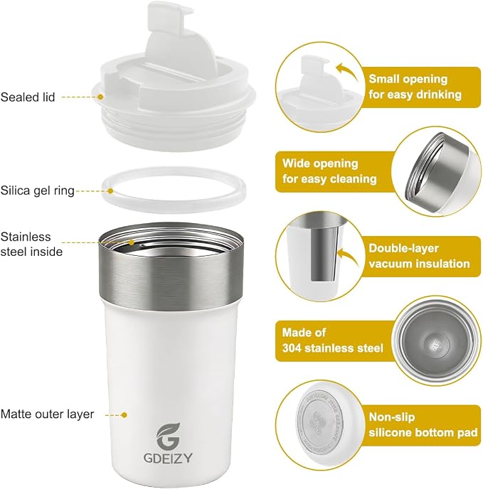17oz Insulated Travel Coffee Mug, Stainless Steel Cup with Leakproof Lid | 17oz Insulated Travel Coffee Mug, Stainless Steel Cup with Leakproof Lid