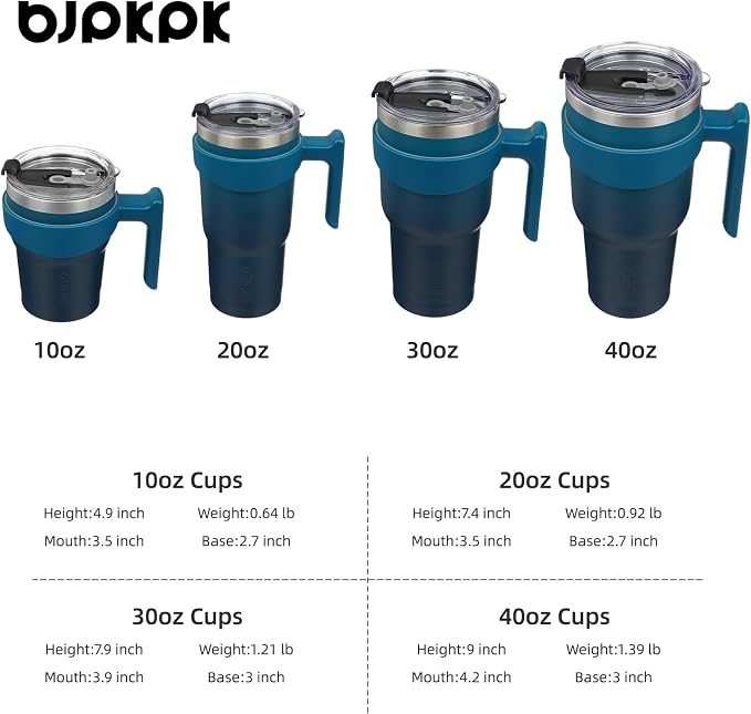 BJPKPK 30 oz Tumbler with Handle & Straw, Insulated Stainless Steel Mug | Double Wall Vacuum, Keeps Hot/Cold, Thermal Cup, BPA Free, Dishwasher Safe, Cupholder Fit, Coffee & Travel, Indigo Black