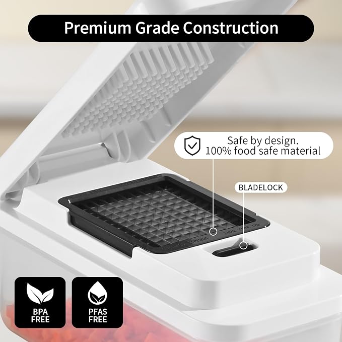 11-in-1 Vegetable Chopper 420 Food-Grade Stainless Steel Blades, 7.2 Cup Container with Colander, BPA & PFAS Free, Dishwasher Safe