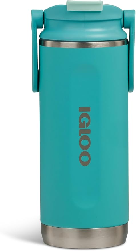 Igloo 16 oz Stainless Steel Tumbler | Flip 'n' Sip Bottle | Lagoon Teal