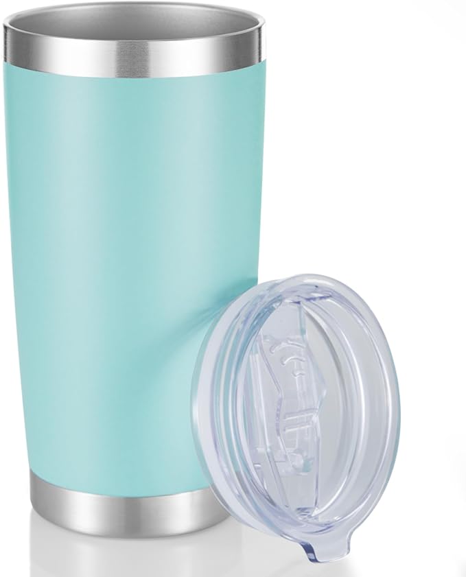 20 oz Tumblers Stainless Steel Tumbler with Lid, 1 Pack | Turquoise, 20oz Insulated Coffee Mug, Double Wall Vacuum, Powder Coated Cup, for Hot and Cold Drinks