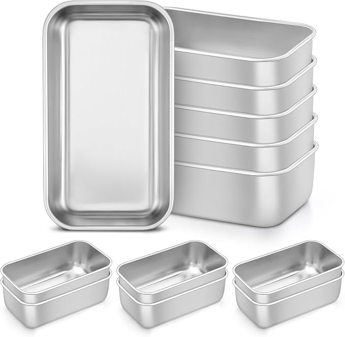 TeamFar Mini Loaf Pan, 12 PCS Stainless Steel Loaf Pans for Baking Bread | 6.3 x 3.5 Inch Bread Baking Pan for Homemade Bread, Meatloaf, Cake and Brownies, Non-Toxic, Oven & Dishwasher Safe