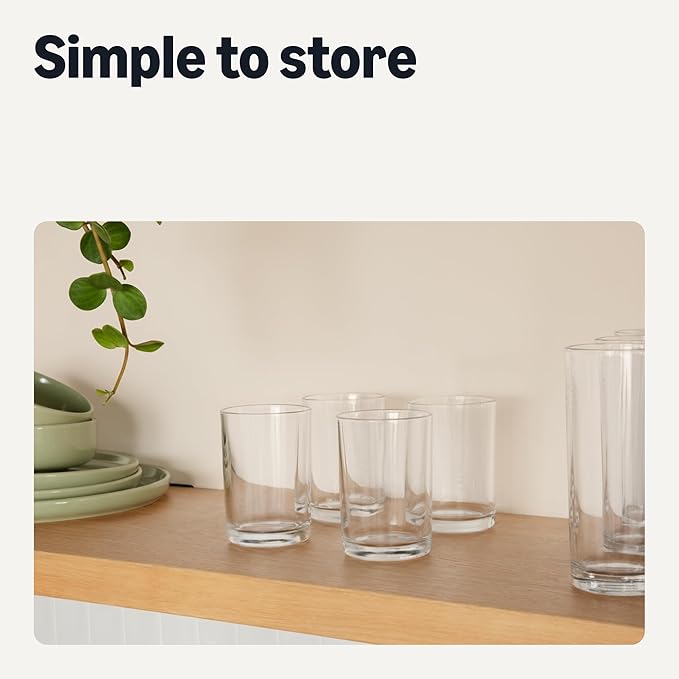 Amazon Basics Drinking Glasses, Dishwasher-Safe, 4-Piece Set, 11 oz. (Pack of 2)
