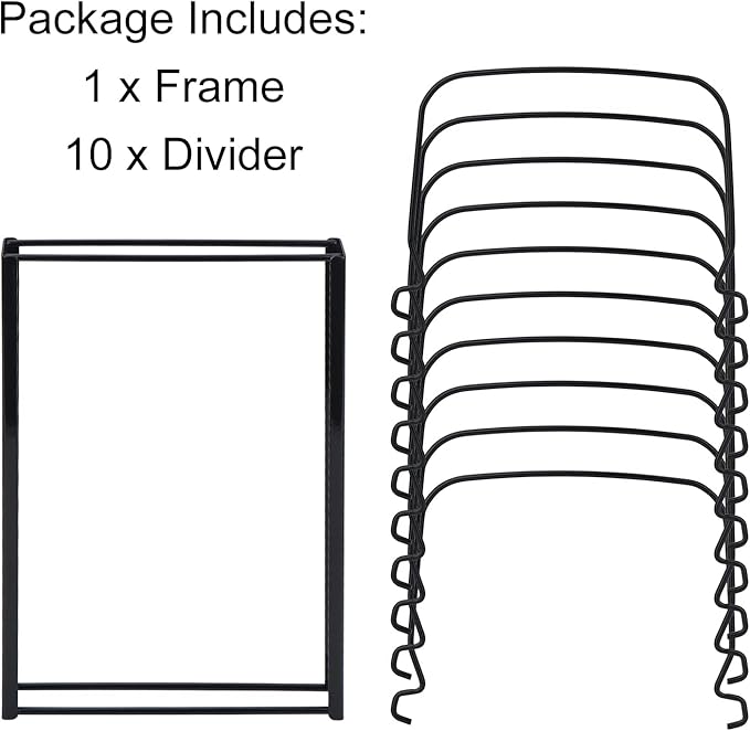 Toplife 10+ Bakeware Organizer Rack for Kitchen Bakeware, Cookware, Dinnerware, Cutting Boards, Plates, Pot and Pan Lids (Black)