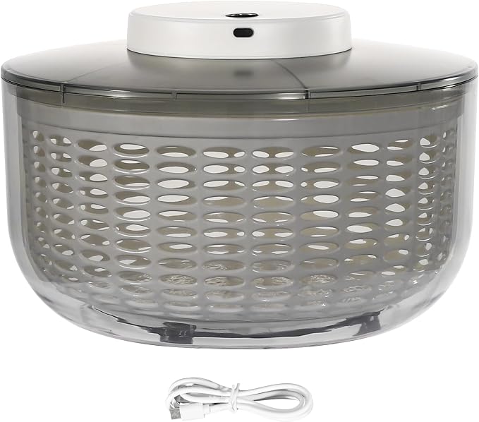 6L Electric Salad Spinner, Large Lettuce spinner, Fruit Vegetable Washer Dryer, Salad Dryer,Fruit Salad Washer for Home Kitchen Washing & Drying Leafy Vegetables