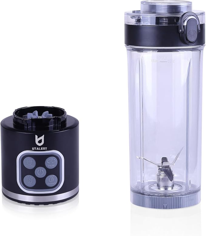 UTALENT Cordless Portable Blender, Ice Crush, 700W Motor, 25oz Cup, 4 Mode | 700W Brushless Motor, USB-C rechargeable, Long-lasting, 25oz Tritan cup, Leakproof lid with sip spout, Dishwasher Safe Parts