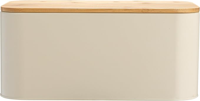 Bloomingville Metal "bread" Bin with Bamboo Lid, Cream