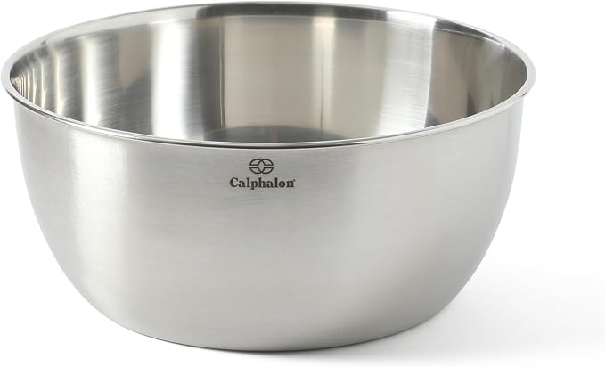 Calphalon Astro Mixing Bowls, 3-Piece Stainless Steel Mixing Bowl Set with Matte Finish, Nesting Metal Mixing Bowls for Kitchen, Baking and Prep, Silver