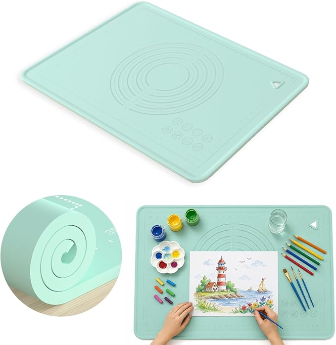 SKEAP Silicone Mat Large Craft Mat with Raised Edges, Waterproof Art Mat