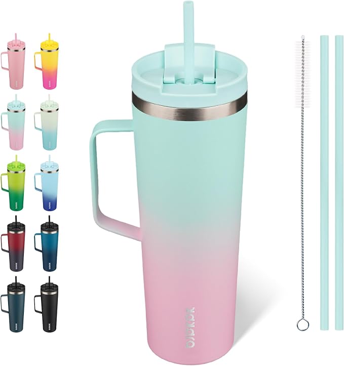 BJPKPK 30oz Insulated Tumbler with Handle, Lid & Straw, Stainless Steel | Double Wall Vacuum Insulated Coffee Travel Mug - Keeps Cold & Hot, BPA Free, Cupholder Fit for Office, Gym & Travel