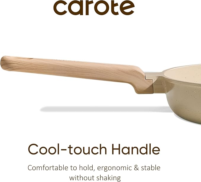 CAROTE 8" Frying Pan Set, Ceramic Frying Pan, Non-Toxic PTFE & PFOA Free Fry Pan & Omelet Pan, Compatible with Induction, Gas Cooktops