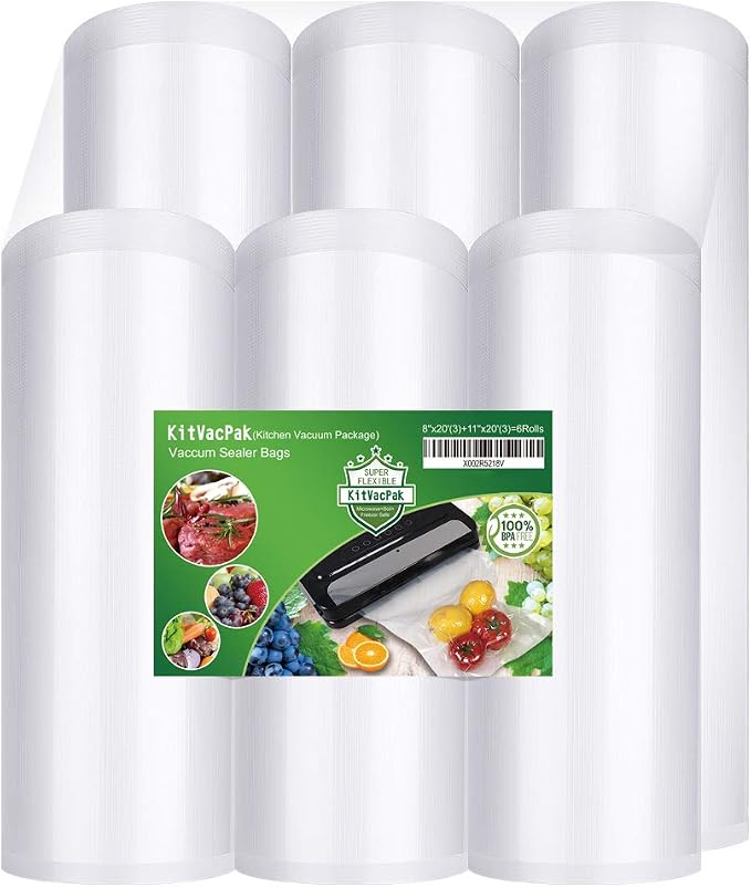 6 Rolls 8"&11"x20' Vacuum Sealer Rolls BPA Free Sous Vide Storage