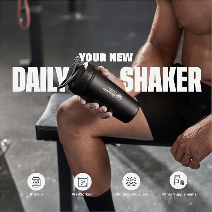 BlenderBottle Sport Flip Stainless Steel Shaker Bottle 24 oz Navy