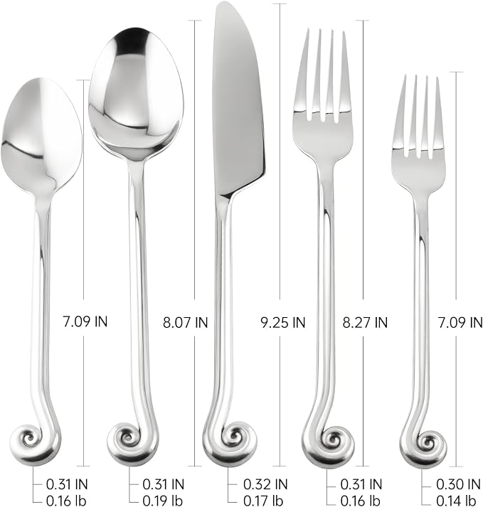 Silverware Set Combo with Musical Note Tail Design Service for 12 | 60-Piece 18/10 Stainless Steel Flatware, Knife Fork Spoon Cutlery Set, Daily Use Wedding Housewarming Gift, Dishwasher Safe