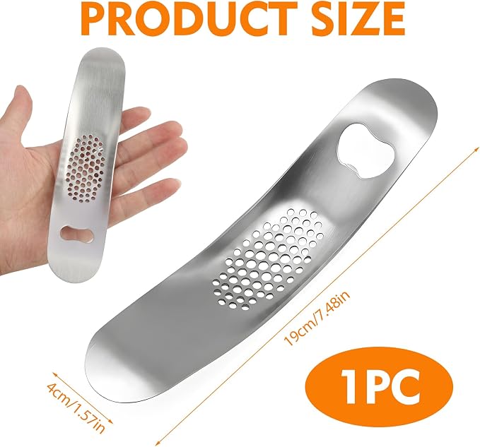 Garlic Press, Stainless Steel Garlic Mincer with Bottle Opener - Garlic Rocker Mincer Press Dishwasher Safe Compact & Durable Tool for Home Cooking