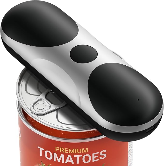 One-Touch Automatic Electric Can Opener for Seniors with Arthritis | Cordless Battery Powered, Side Cut, Smooth Edge, Handsfree, for Any Size Cans