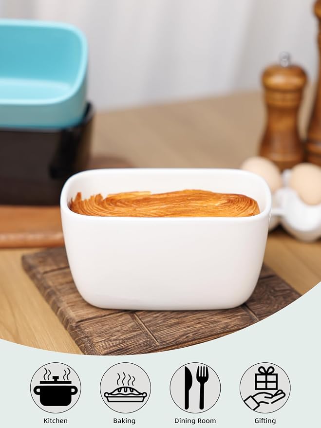 Ceramic Small Loaf Pan for Baking, Mini Bread Pan, Non-Stick Bread Pan for Baking, Meatloaf, Pound Cake & Brownie, Oven & Dishwasher Safe (White, Large)