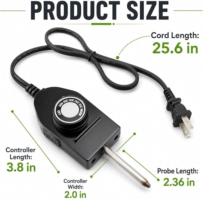 06900 Temperature Control Thermostat Cord for Presto Electric Griddles | Fits skillets, grills and frypans with 1-3/8" probe spacing; adjustable heat control reaches up to 400°F