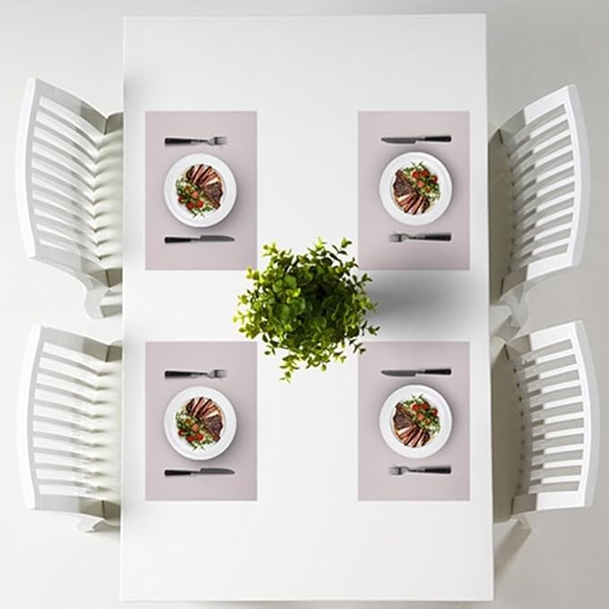 IYYI Silicone Placemats, Dining Placemats Set of 4, Waterproof Placemats for Kids, Non-Slip Silicone Mats for Dinner Table, Heat Resistant & Dishwasher Safe (Light Gray, 17.6" ×12.5")