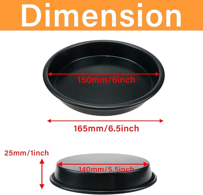 3pcs 6inch Non-Stick Bakeware Deep Pizza Pan,Black | Aluminum Baking Pan,for Cafe Oven Bakeware & Home Kitchen,For Baking Pizza, Cakes, Quiches And Homemade Baking