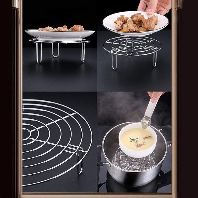 Steam Rack, Heavy Duty Steaming Rack Stand, Stainless Steel Round Steamer Cooling Rack Trivet, Pot Steamer Insert Food Stand, Steaming Cookware Accessories(SIZE:15.5cm/6.1in)