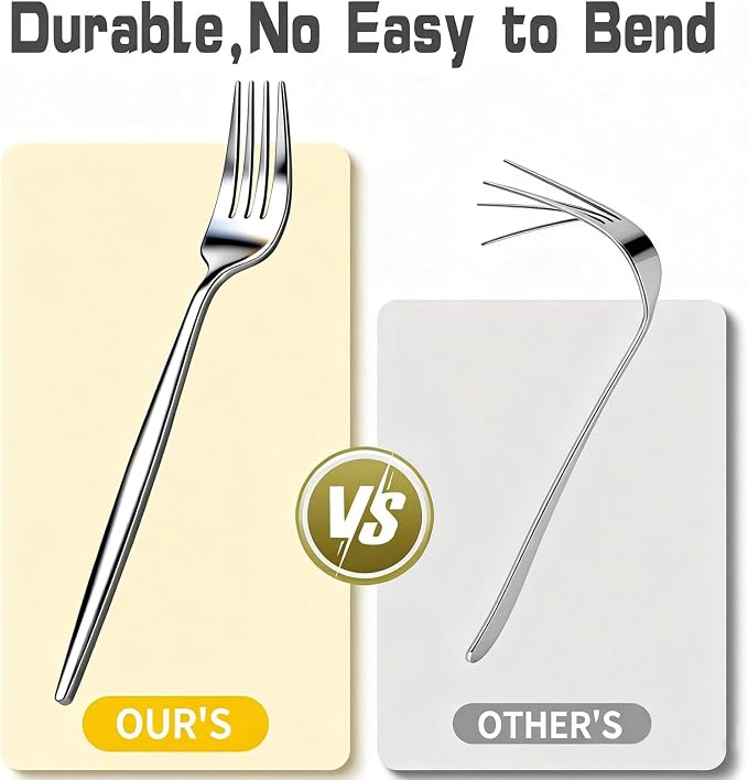 60-Piece Silverware Set for 20, Food Grade Stainless Steel Flatware Set with Thickened Forks Spoons Knives, Mirror Polished Cutlery for Home, Parties, Restaurant, Dishwasher Safe