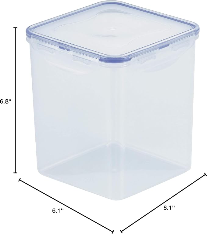 LOCK & LOCK Easy Essentials Pantry Food storage containers with lids/Pantry storage/Airtight containers, BPA free - Square - 11 cup - Great for Sugar, Clear, Square - 88 Ounce (Pack of 2)