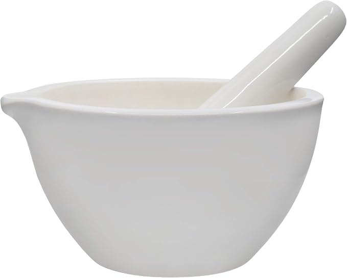 EISCO Porcelain Mortar & Pestle Set, 50oz (1500ml) - Unglazed Grinding Surface - Excellent for Kitchen or Laboratory - Grinds Powdered Chemicals, Herbs & Spices - Pill Crusher - White Labs