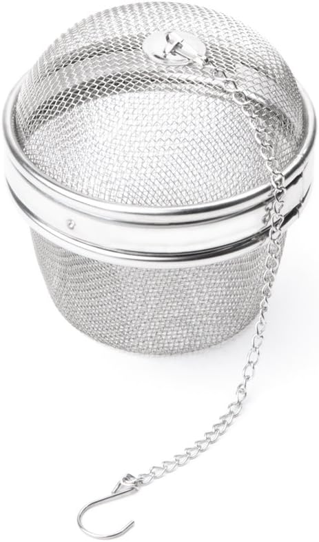 Fox Run - 5143 Fox Run Spice Infuser/Tea Ball, 3 x 3 x 3 inches, Metallic | Large 3" Round Tea Infuser | Spice Infuser For Cooking | Easily Hang On Pots & Mugs | Stainless Steel Mesh Infuser & Strainer