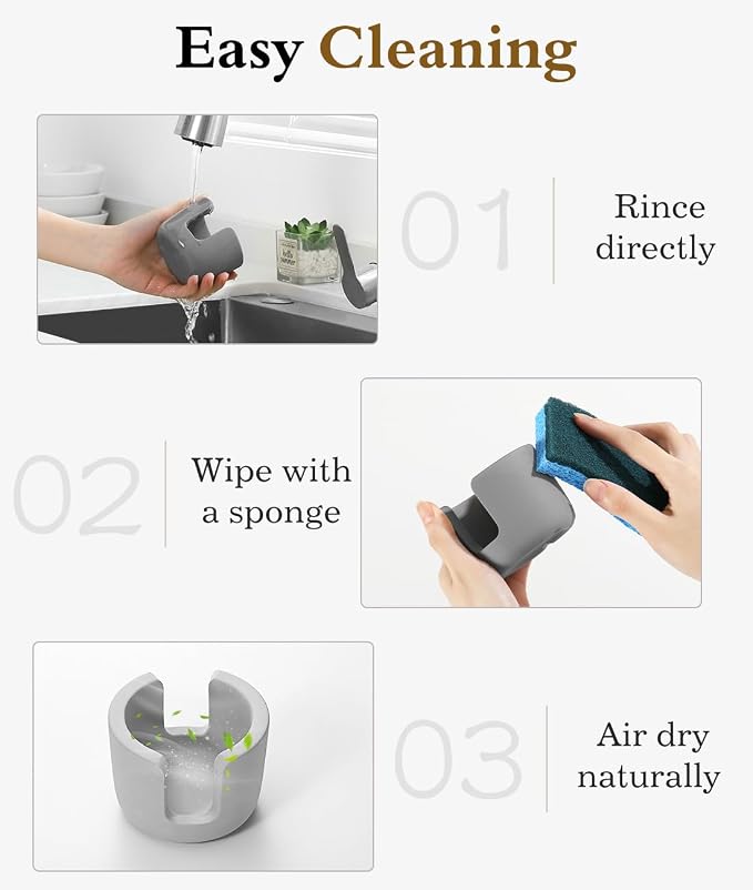 Luxspire Diatomite Sponge Holder for Kitchen Sink, Fast Drying, Light Gray | Diatomite Stone Material, Quick-Drying & Water Absorbing stone dish sponge, For Kitchen Sink Counter, Easy to Maintain