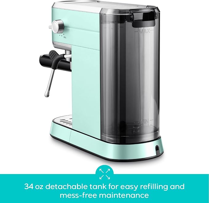 CASABREWS CM5418 Espresso Machine, Small Coffee Maker with Steam Wand | Stainless Steel, 20-Bar Pump, Built-in Pressure Gauge, Powerful Steam Wand for Cappuccino Latte for Home, 34oz Water Tank