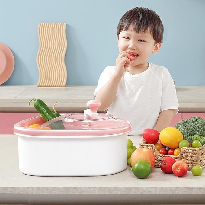 Fruit Cleaner Spinner,Manual Berry Washer Bowl and Spinner w/Brush(A) | Vegetable Washer Salad Cleaner with Crank Handle,Large Cleaning Bowl for Fruits, Vegetables and Salad, Produce Scrubber
