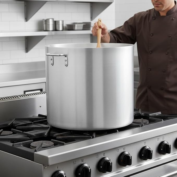 TrueCraftware- 100 qt. Heavy-Duty Aluminum Stock Pot with Riveted Handle 6mm Thickness- Multipurpose Pot Cookware Large Stockpot For Cooking Simmering Soup Stock Home Kitchen