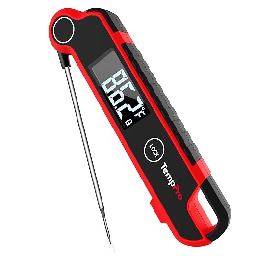 TempPro TempSwift Instant Read Meat Thermometer Digital | Cooking Thermometer with Large Auto-Rotating LCD Display, Waterproof Food Thermometer Digital for Kitchen, BBQ or Grill