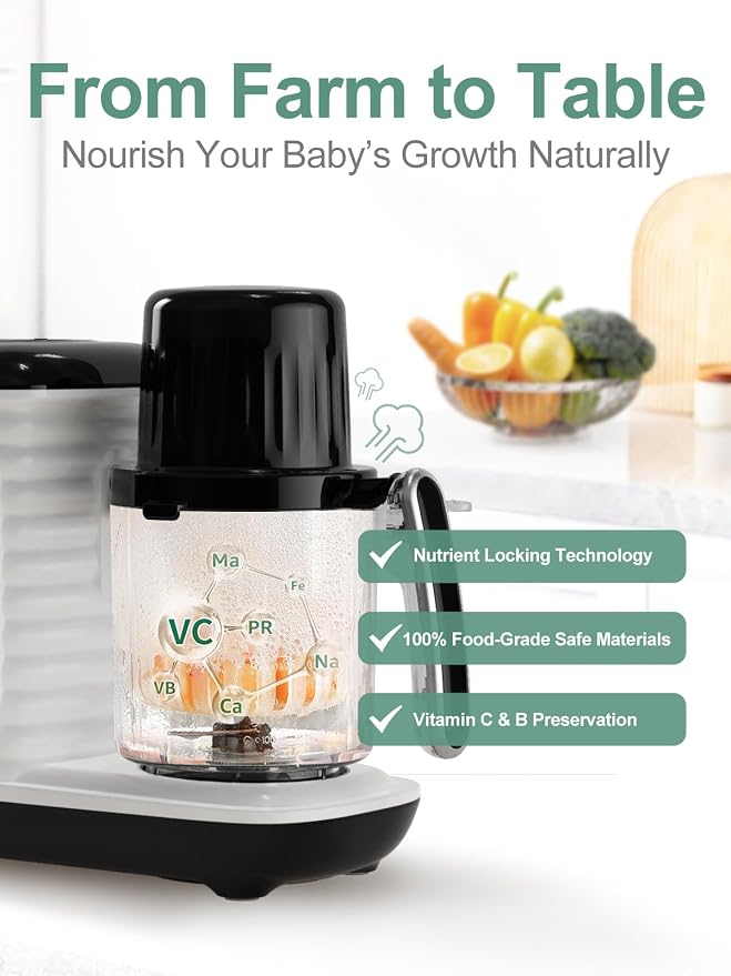 MOMYEASY Baby Food Maker, Food Steamer with Dual-Layer Steam Basket, Black | 5 in 1 Baby Food Processor, Steamer & Blender for Healthy Homemade Baby Food, BPA-free