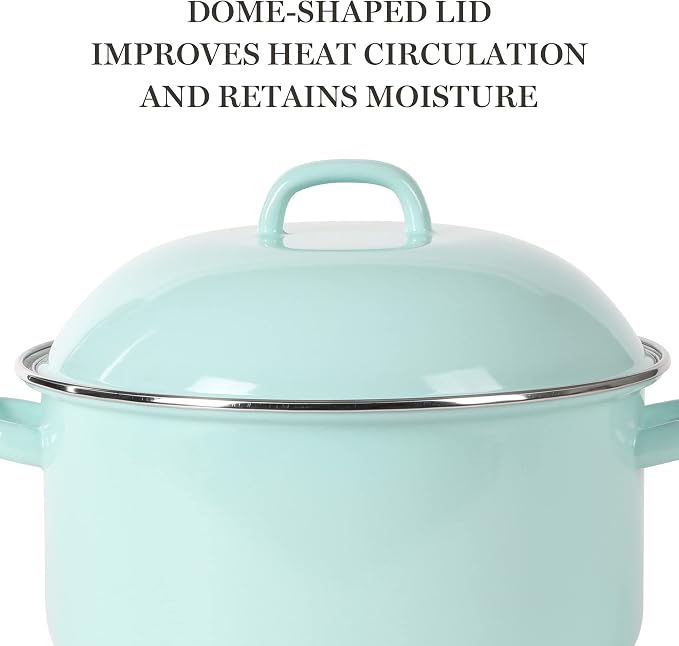 Martha Stewart Thayer 6.4-Quart Enamel On Steel Scratch Resistant Dutch Oven w/Lid - Martha Blue, Induction Safe