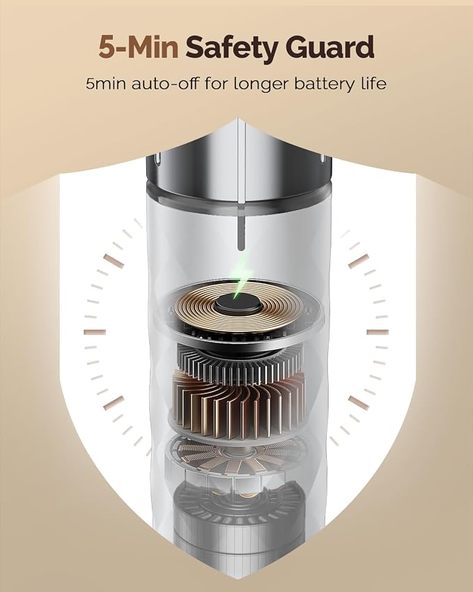 Maestri House LunaFro 2.0 Rechargeable Milk Frother, Stepless Speed Control | 1200mAh lithium battery Frother Handheld, IPX4, Stand & 2 Detachable Whisk for Lattes, Cappuccino, Matcha & Protein powder
