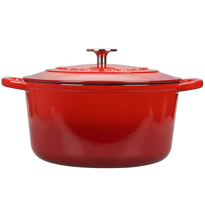 EDGING CASTING Enameled Cast Iron Dutch Oven with Sourdough Bread Baking Kit, Bread Dutch Oven with Lid, Includes Proofing Basket & Baking Tools, 5qt, Red