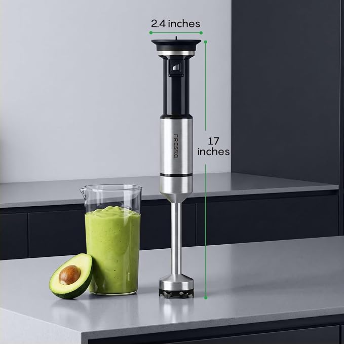 FRESKO Immersion Hand Blenders, Variable Speed Trigger | Anti-Scratch Stainless Steel Shaft, Stick Mixer for Soups, Shakes, Baby Food & Puree