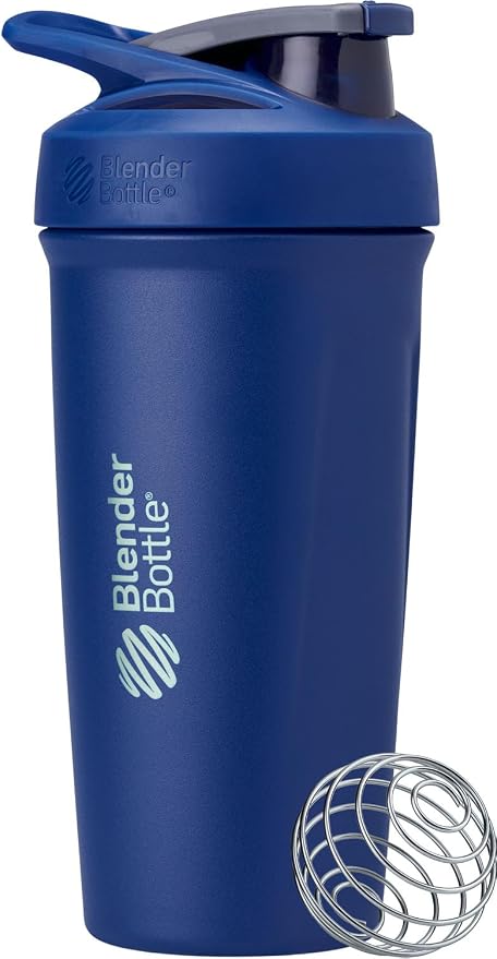 BlenderBottle Sport Flip Stainless Steel Shaker Bottle 24 oz Reflex Blue